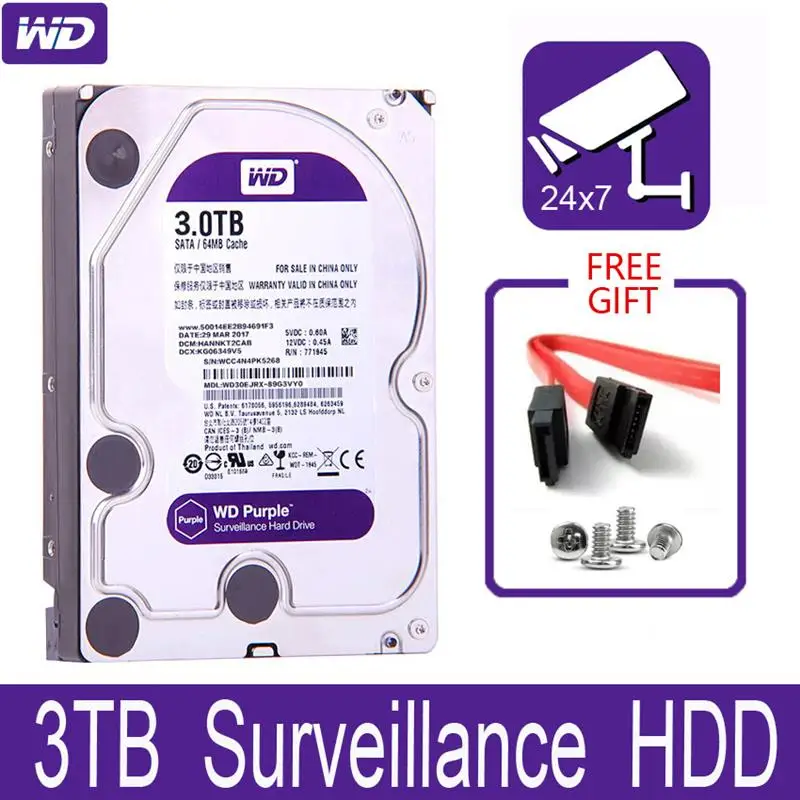 2025 WD Purple 3TB Surveillance Internal Hard Drive Disk 3.5