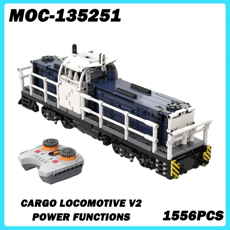 MOC-135251 Train Series Cargo Locomotive V2 Power Functions Building Blocks, DIY Model, Assemble Bricks, Toys Birthday Gift