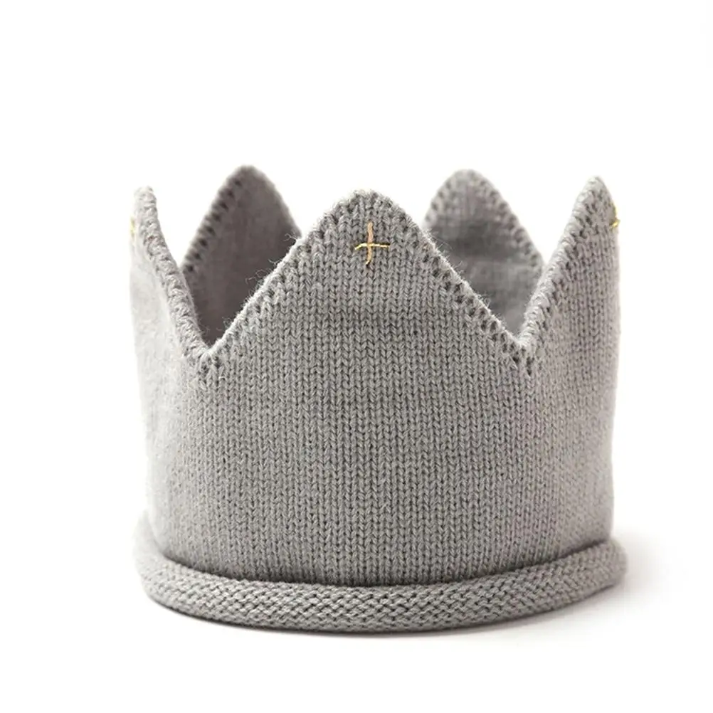 

Crown Knitted Hat Baby Toddler Infant Felt Grey Crown Hat for Boy Girl Photo Parties Special Occasions Warm Stylish Gift