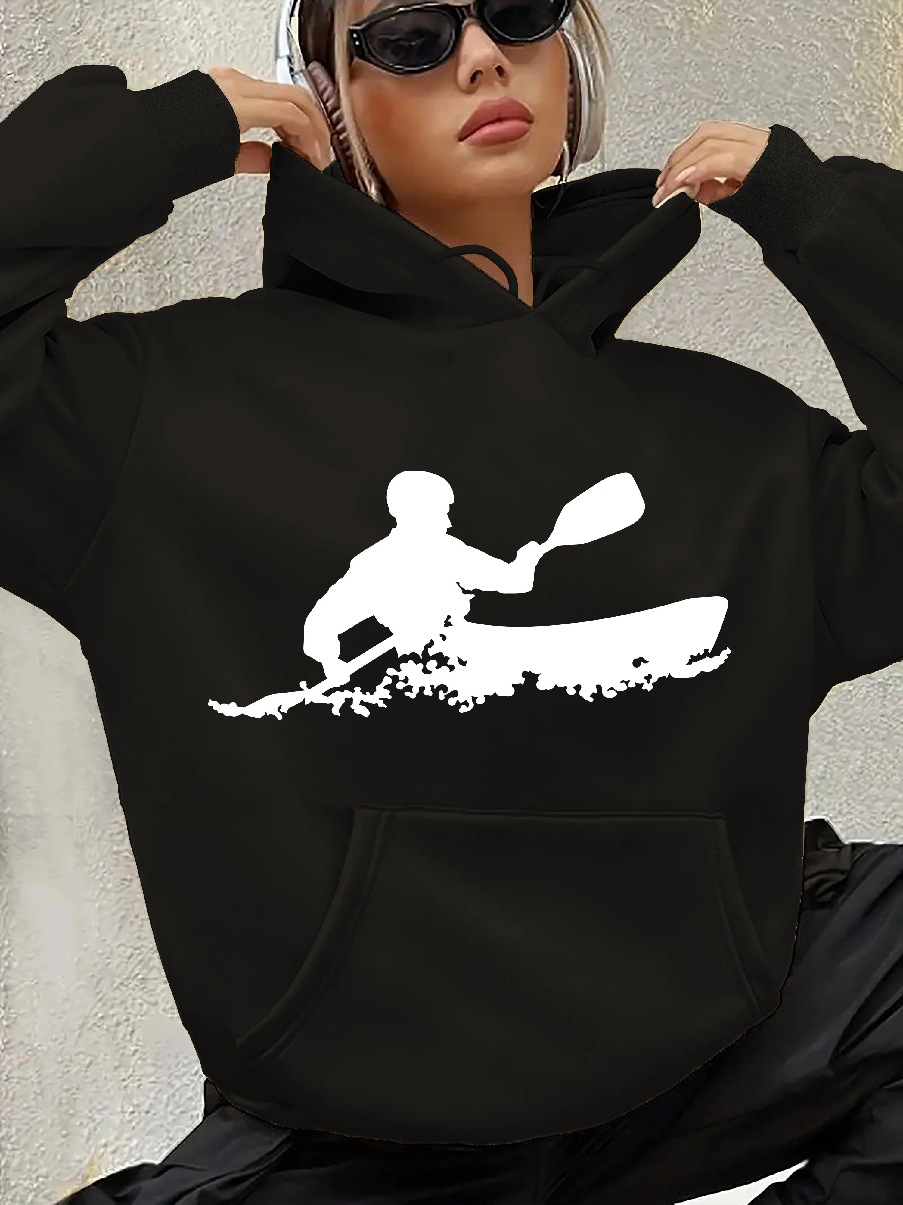 

Kayaking Graphic Printing Autumn and Winter Pure Cotton Men's and Women's Hoodies Casual Outdoor Street Sports Training Brand