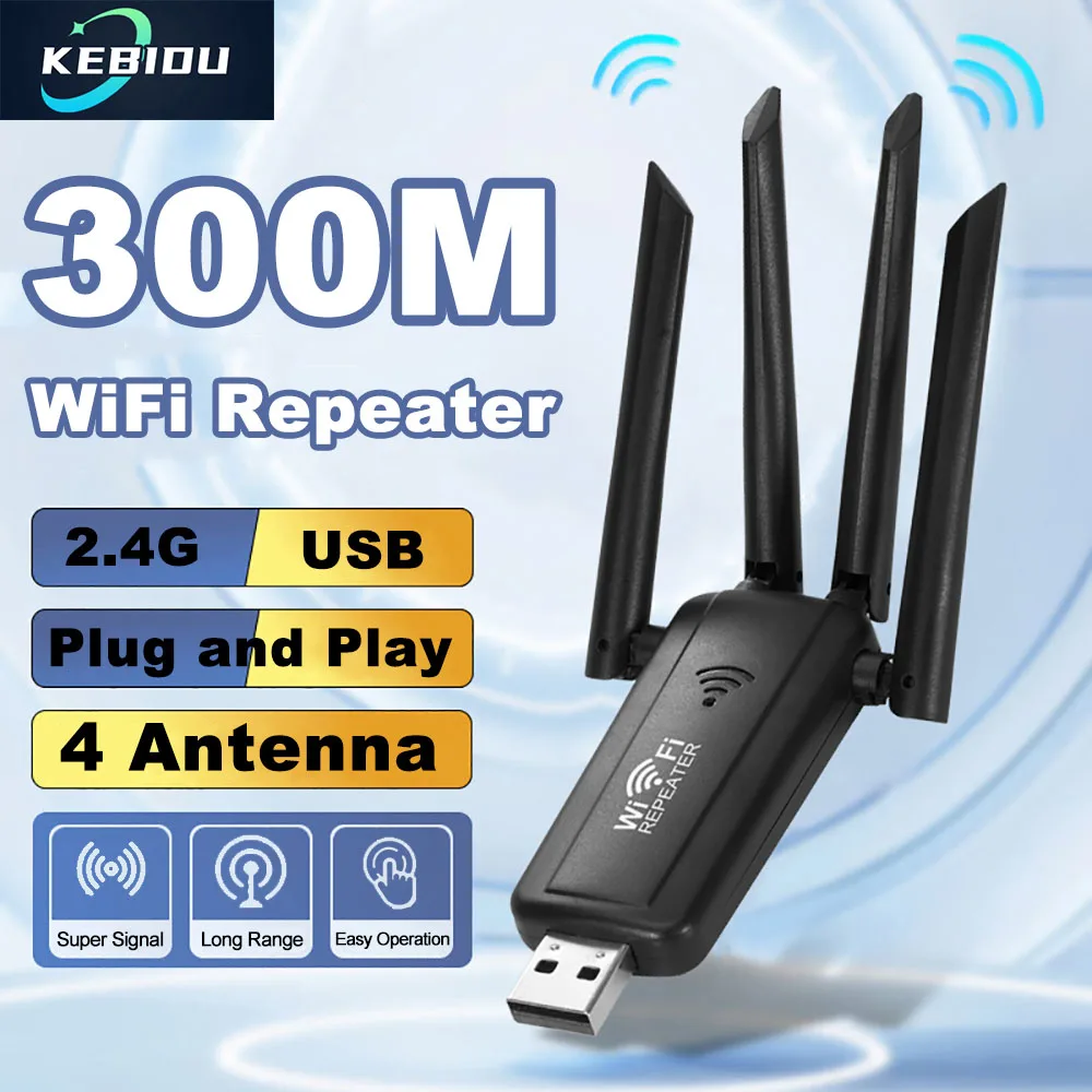 

2,4 ГГц 300 Мбит/с беспроводной USB Wi-Fi повторитель расширитель усилитель сигнала Wi-Fi усилитель 4 антенны Wi-Fi маршрутизатор дальнего действия домашняя сеть