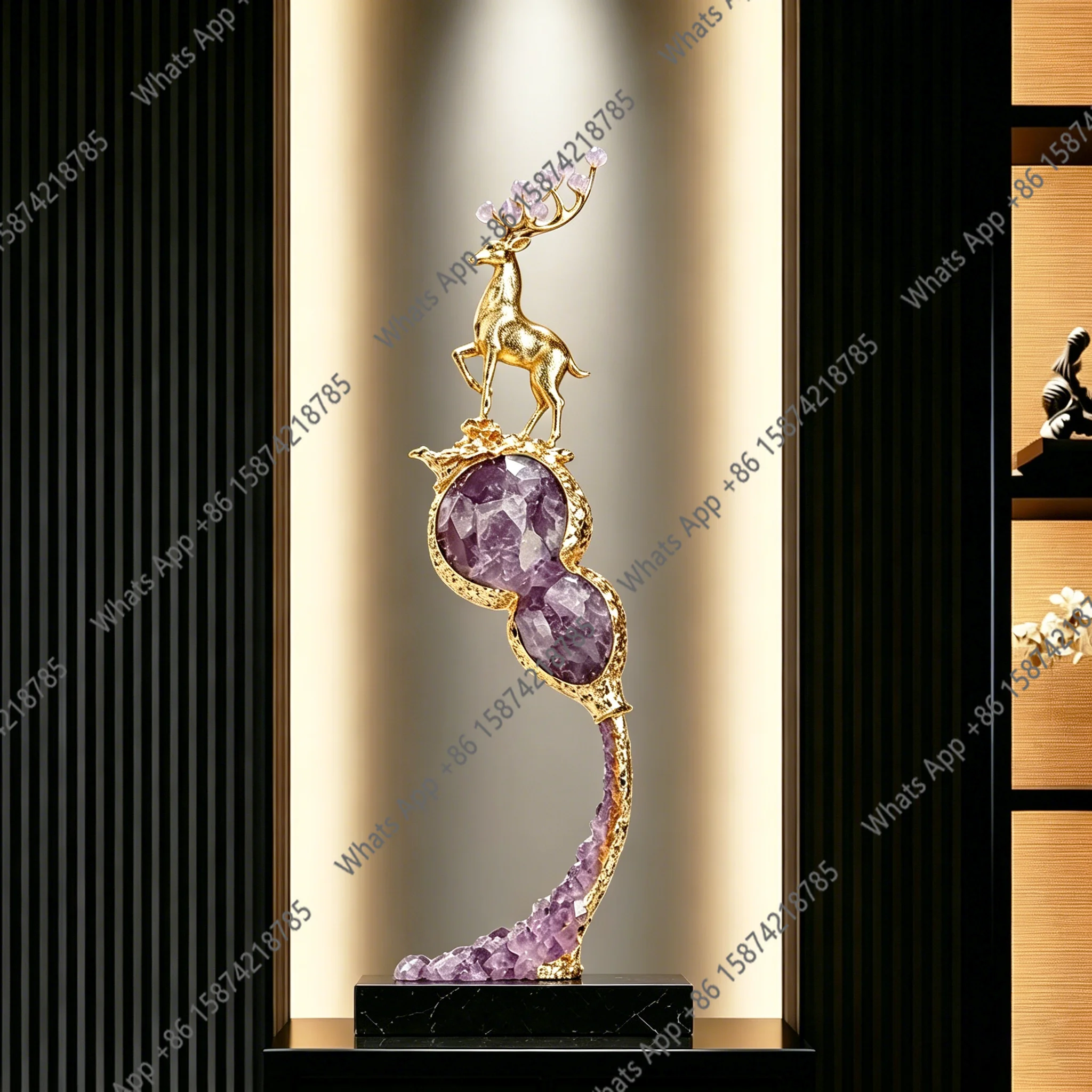 Light luxury amethyst deer ornament entrance entrance living room decoration gourd lucky home decoration housewarming opening