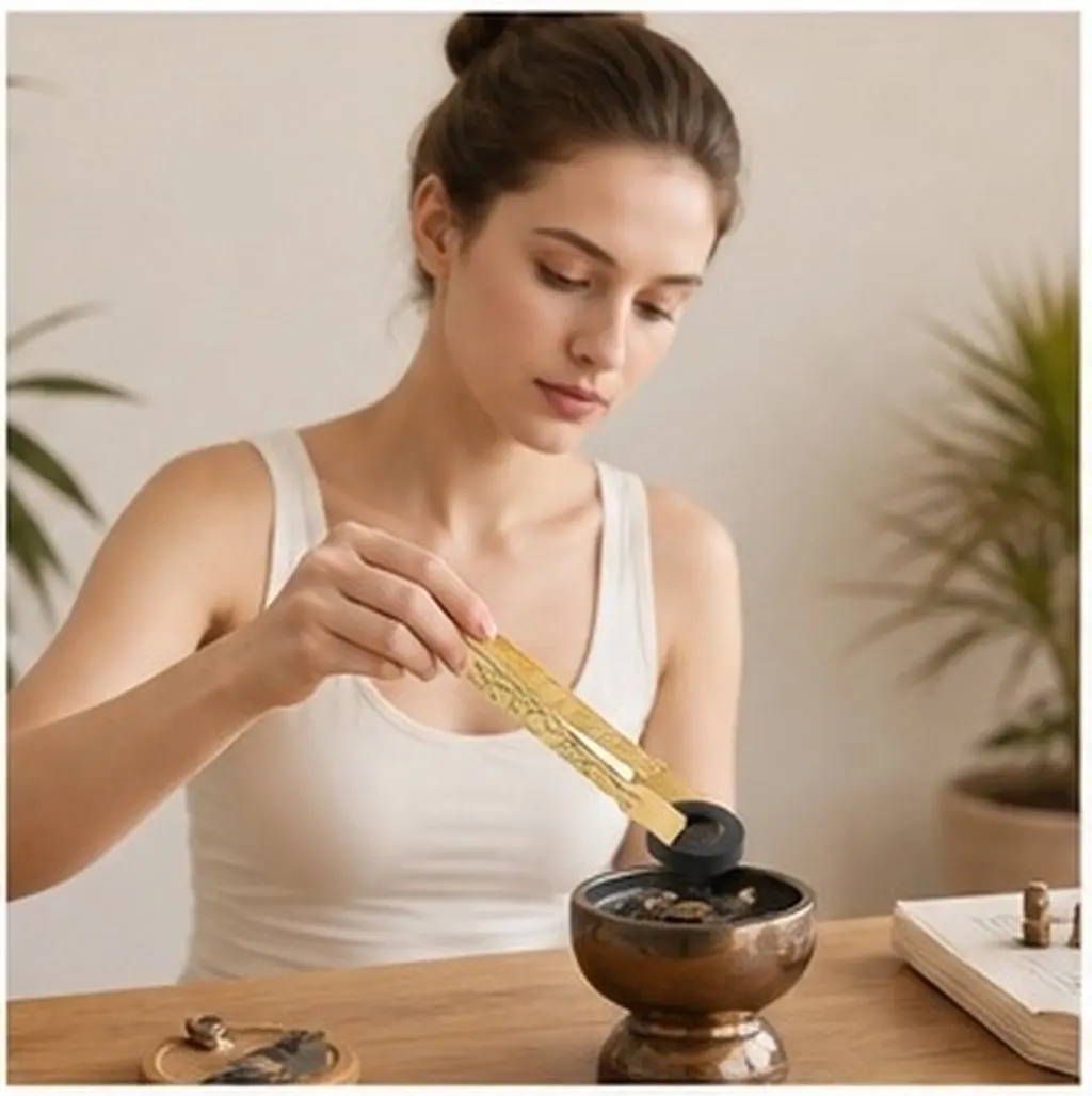 5Pcs Incense Charcoal Tongs Gold Iron Mini Serving Tongs Charcoal Discs Burner Clamp Home Aromatherapy Coal Holding Clips Ritual