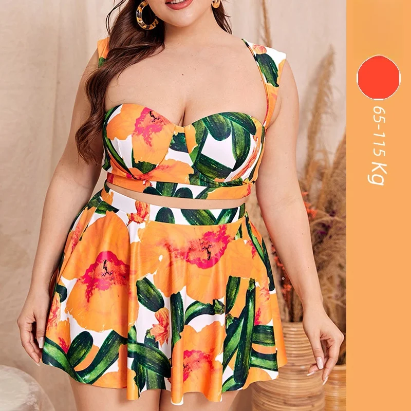 

Купальник-бикини с высокой талией, комплект из трех предметов, женский, больших размеров, с кольцевой поддержкой, скрывающий недостатки фигуры, в стиле юбки, бренд JF.R