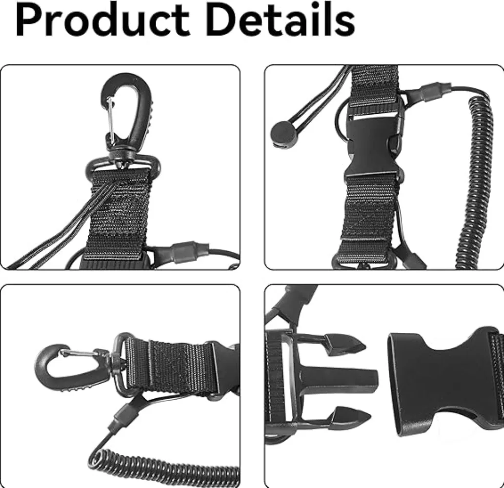 High Quality Scuba Diving Dive Rope with 1.5m Anti-loss Spring Winding Strap Quick Release Buckle for Cameras and Diving Lights