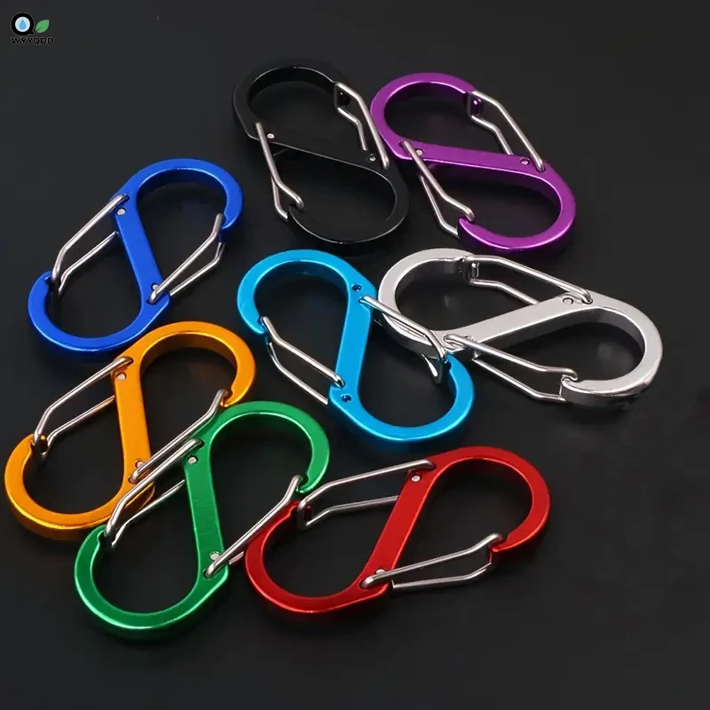 Clip antifurto con cerniera in lega di alluminio tipo S da 8 pezzi con per zaini da viaggio per pesca, escursionismo, campeggio all'aperto