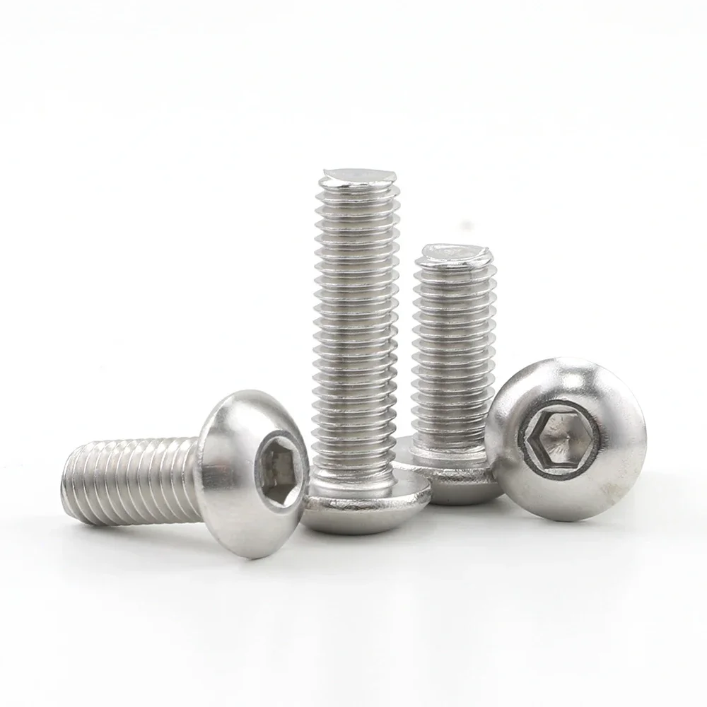 JUIDINTO 2-50pcs Hexagon Socket Button Head Screw Bolt Stainless Steel M2 M2.5 M3 M4 M5 M6 M8 Hex Allen Round Head Screw ISO7380