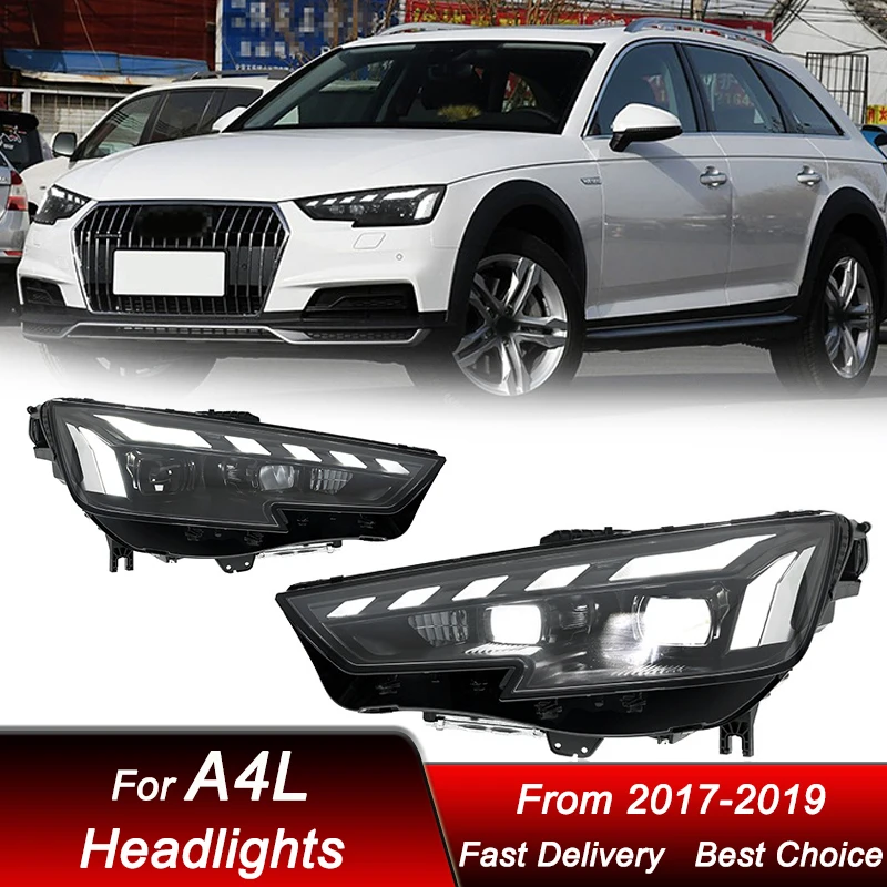 

Поп-стайлинг автомобилей фары для Audi A4L A4 2017-2019 To RS Style полностью светодиодные фары в сборе, обновление линз проектора, аксессуары K