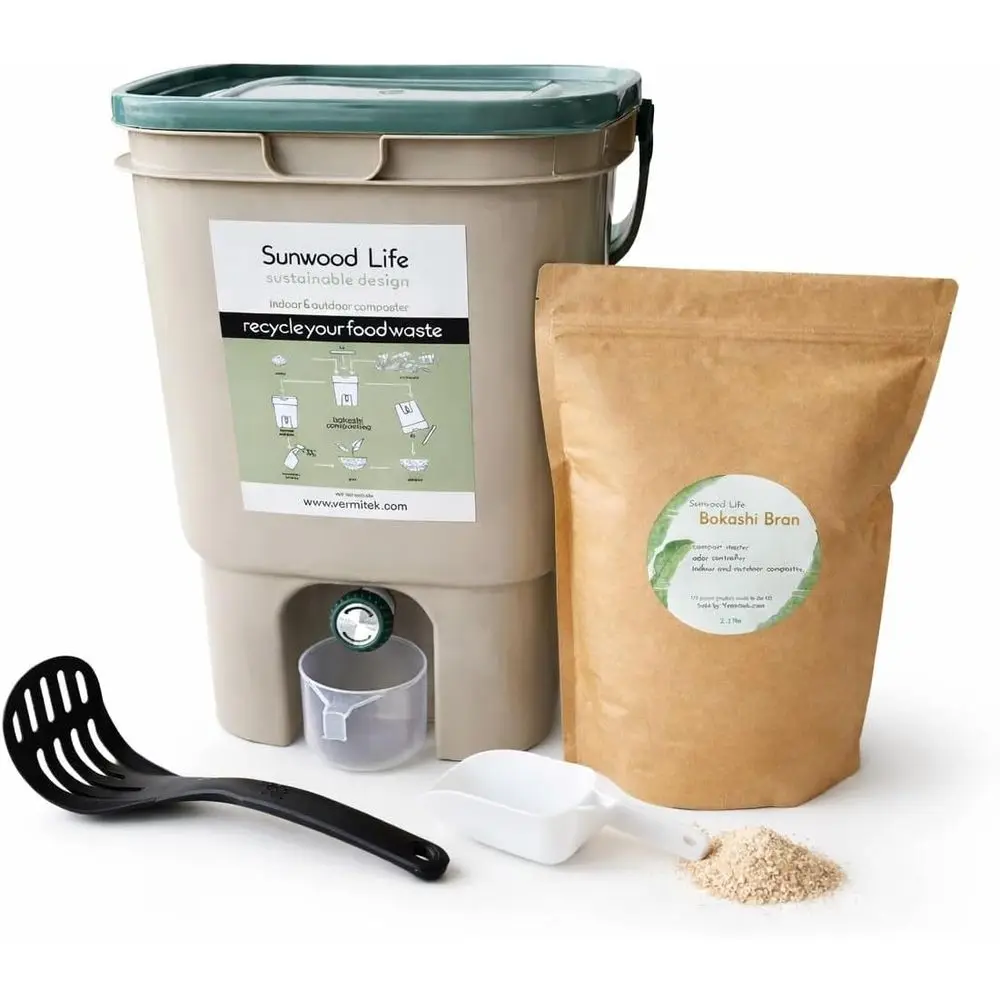 

Bokashi Composting Kit - Beige, 2.2 lb High-Quality Bokashi Bran, Transform Kitchen Scraps into Rich Garden Soil