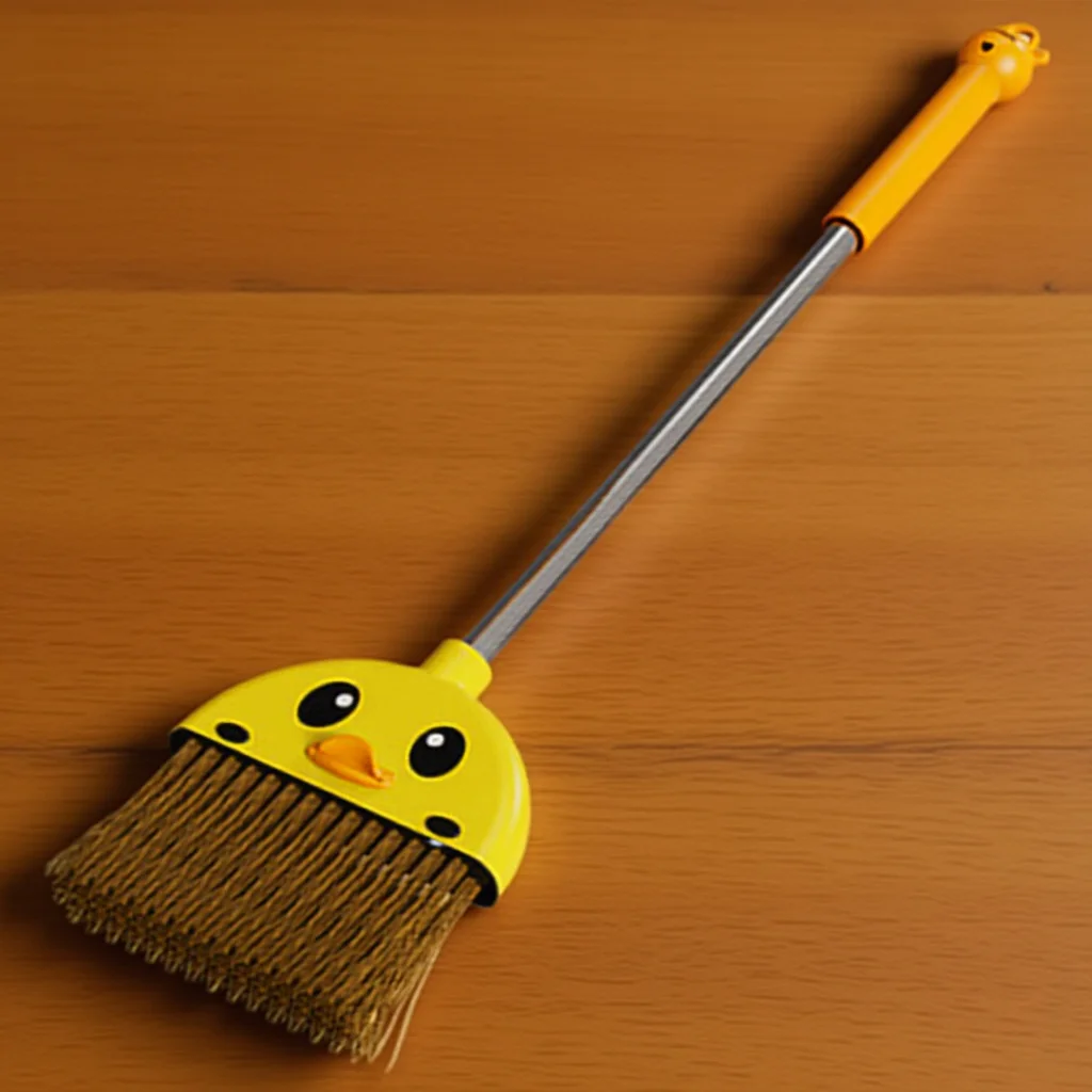 1 szt. Mała, lekka, plastikowa miotła dla dzieci z motywem kreskówkowym, mini miotła do czyszczenia dla maluchów, do użytku domowego.