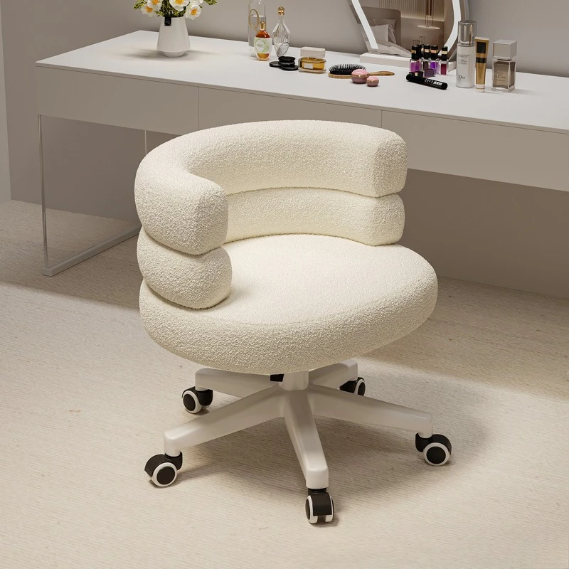 

Faux Fur Vanity Makeup Desk Chair, Comfy Fluffy Swivel Modern Leisure Armchair with Wheels for Home Women Girl