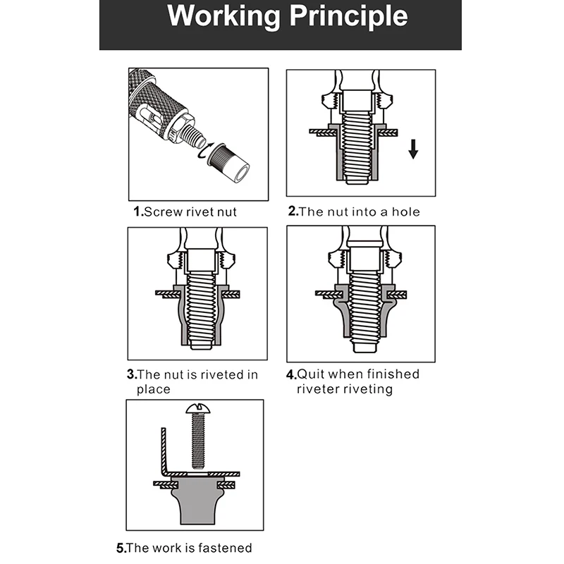 Riveter Tool Part Threaded Mandrel For Hand Nut Rivet Tool Accessories