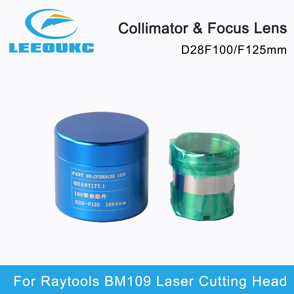 Raytools BM109 Fiber Laser Collimator Focusing Lens D28 F100 F125mm with Lens Holder for Raytools BM109 Laser Cutting Head