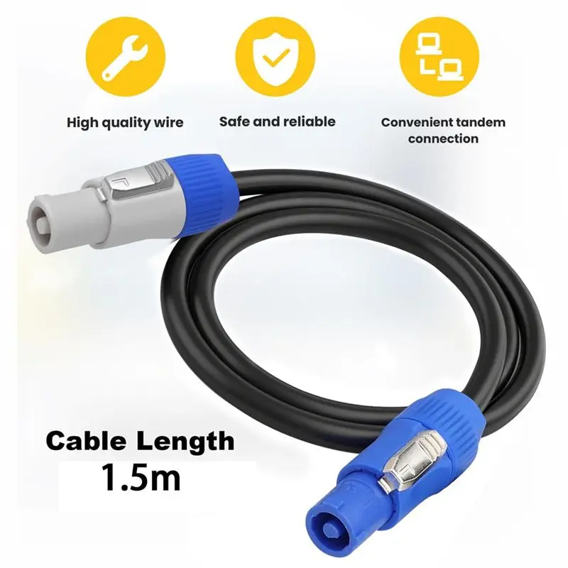 Powercon Power Cable 16AWG AC Input To Output 15A 3 Pin Extension Cord For Audio Video Equipment-ABVP