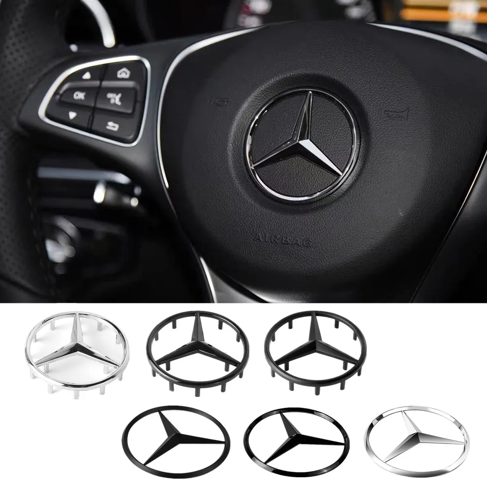 Car Interior Steering Wheel Hollow Badge Logo Decor Accessories For Mercedes Benz W203 W204 W164 W168 C180 E320 A200 CLA CLK CLS