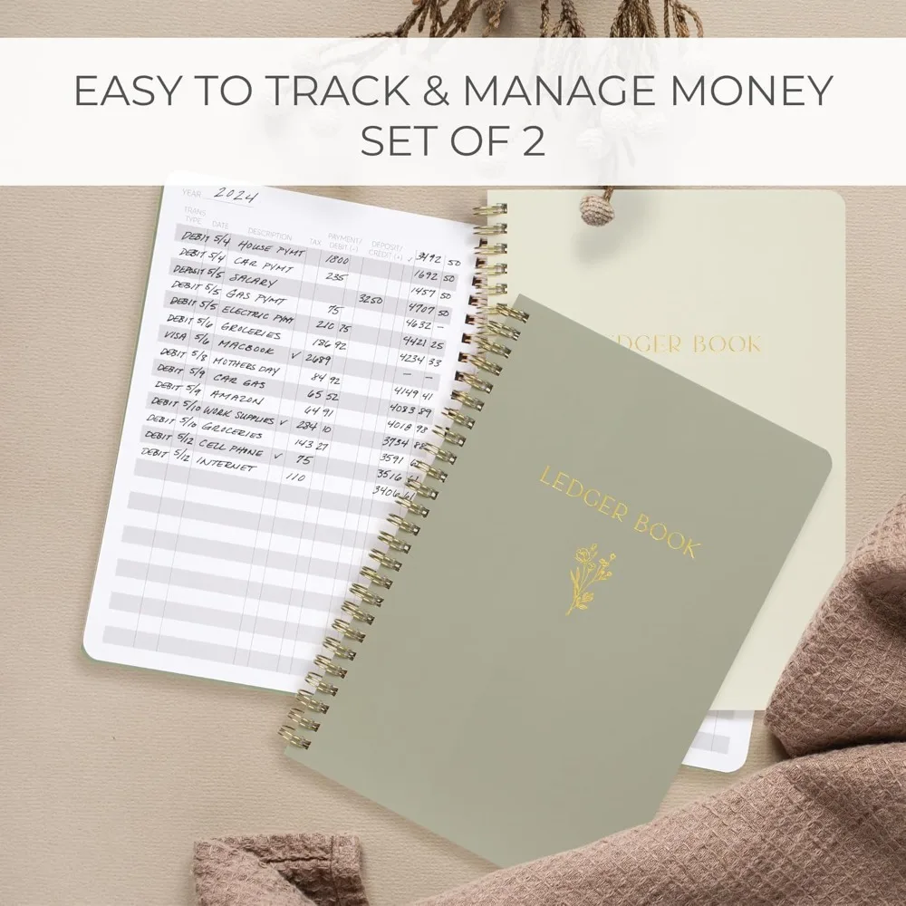 Easy-to-use accounting books 2 sets - beautiful expense tracking notebook for your small business