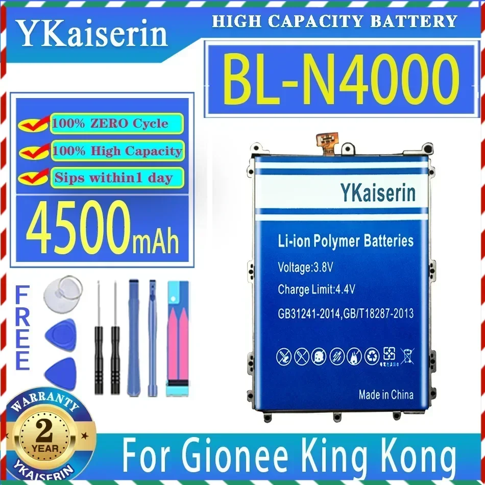 

Сменный аккумулятор YKaiserin 4500 мАч BL-N4000 для Gionee King Kong ELIFE V187 GN5001 GN5001S, аккумуляторы для мобильных телефонов