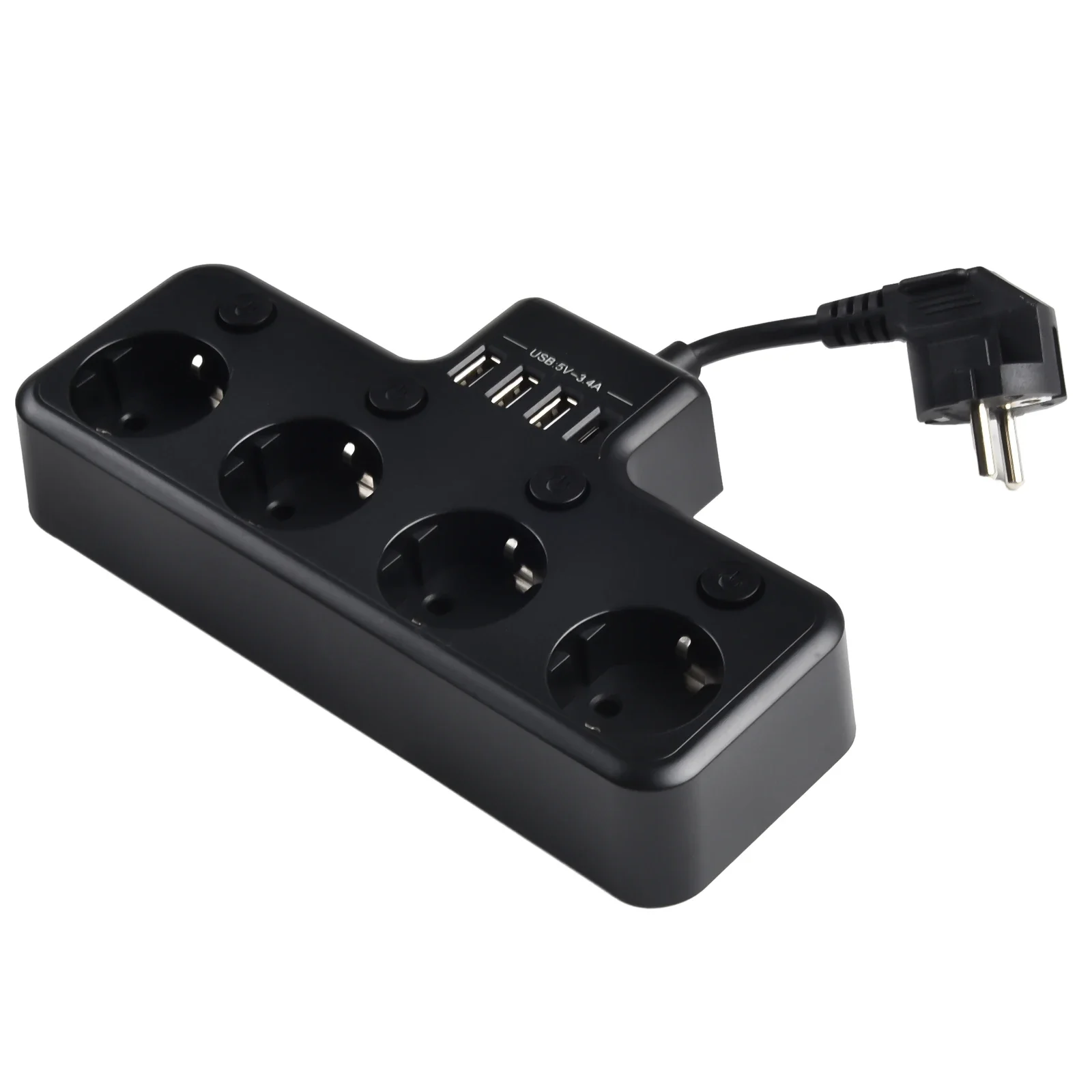 Charge Multiple Devices Simultaneously with 16A 4000W 4Way Power Strip  Individually Switchable EU Sockets and USB Ports