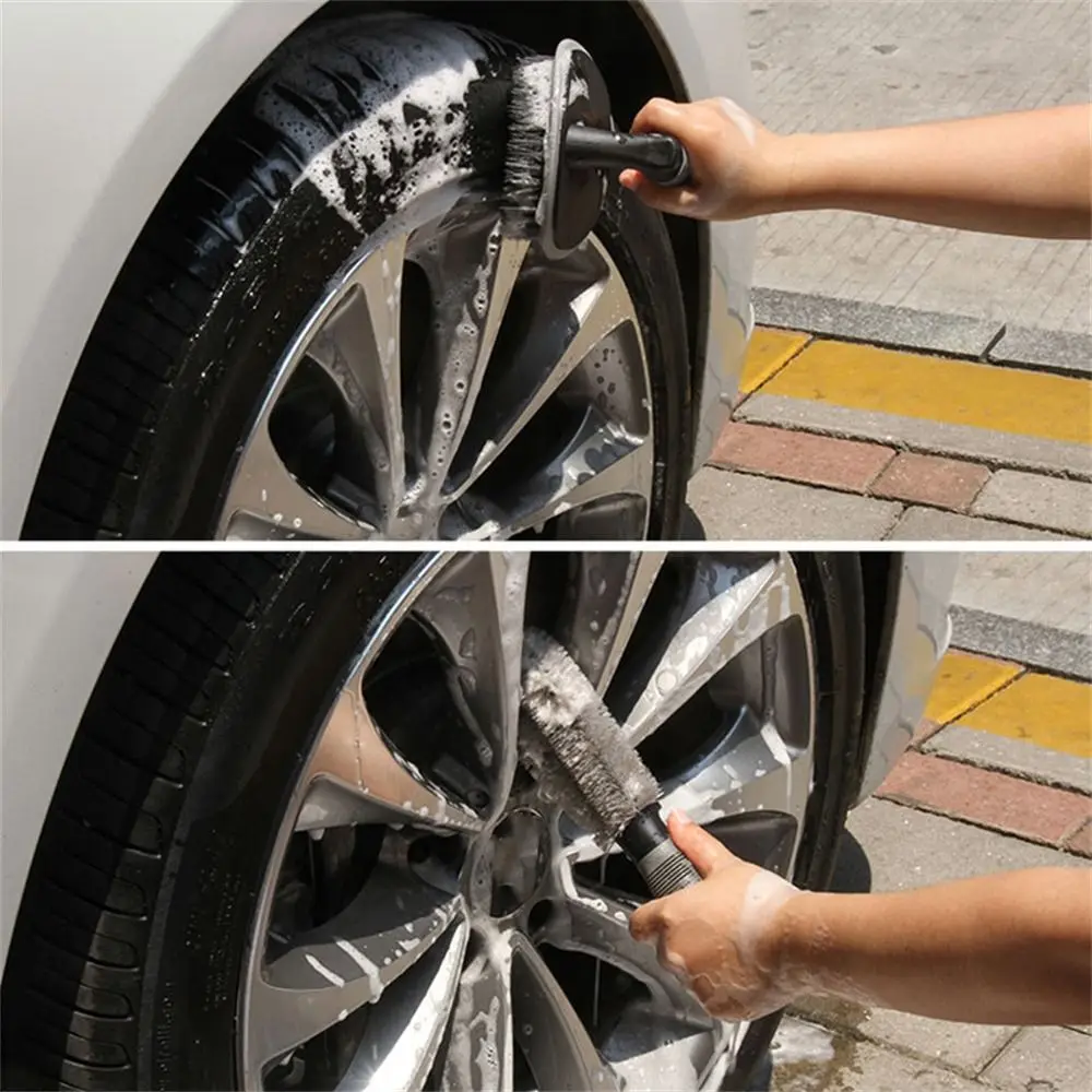 New T-bend Handle Car Cleaning Brush Auto Tire Strong Car Washing Wheel Hub Scrubber