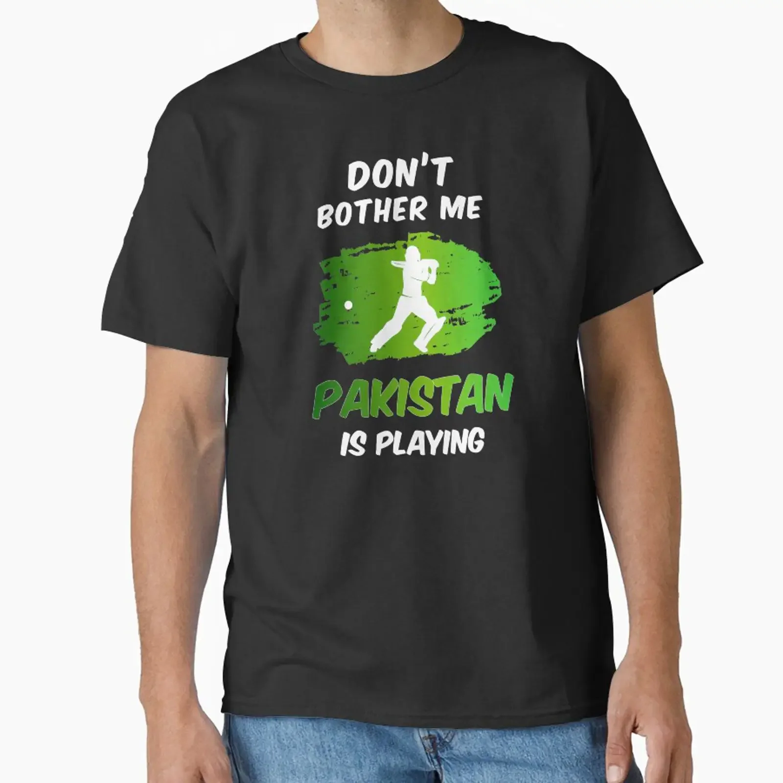 Don't Bother me Pakistan is Playing Cricket designed and sold by Uppercase T Shirt vintage Washed Unisex fashion Comfortable