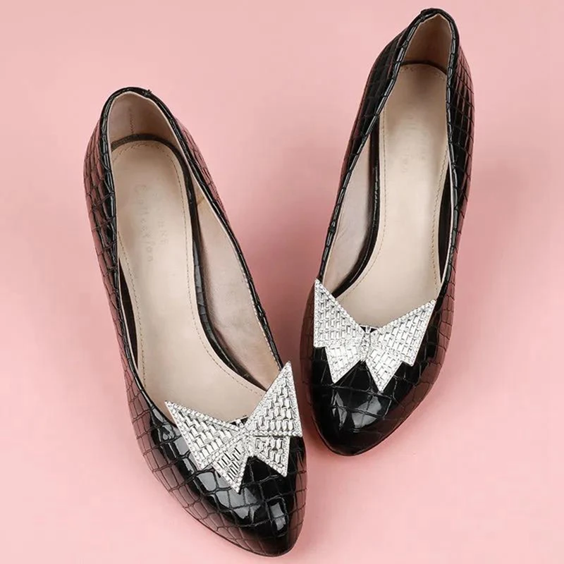 2PCS Wedding Brooch Decorations Rhinestone Shoe Clip Metal Shoe Buckle Shoe Accessory