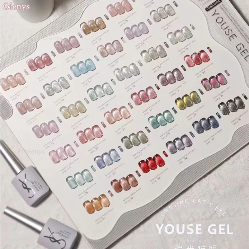 Glenys 36 Kleur Porselein Witte Cat 'S Eye Nagellak Lijm Semi-Permanente Onderdompeling Gel Nagelsalon Speciale Uv Nail Art Lak