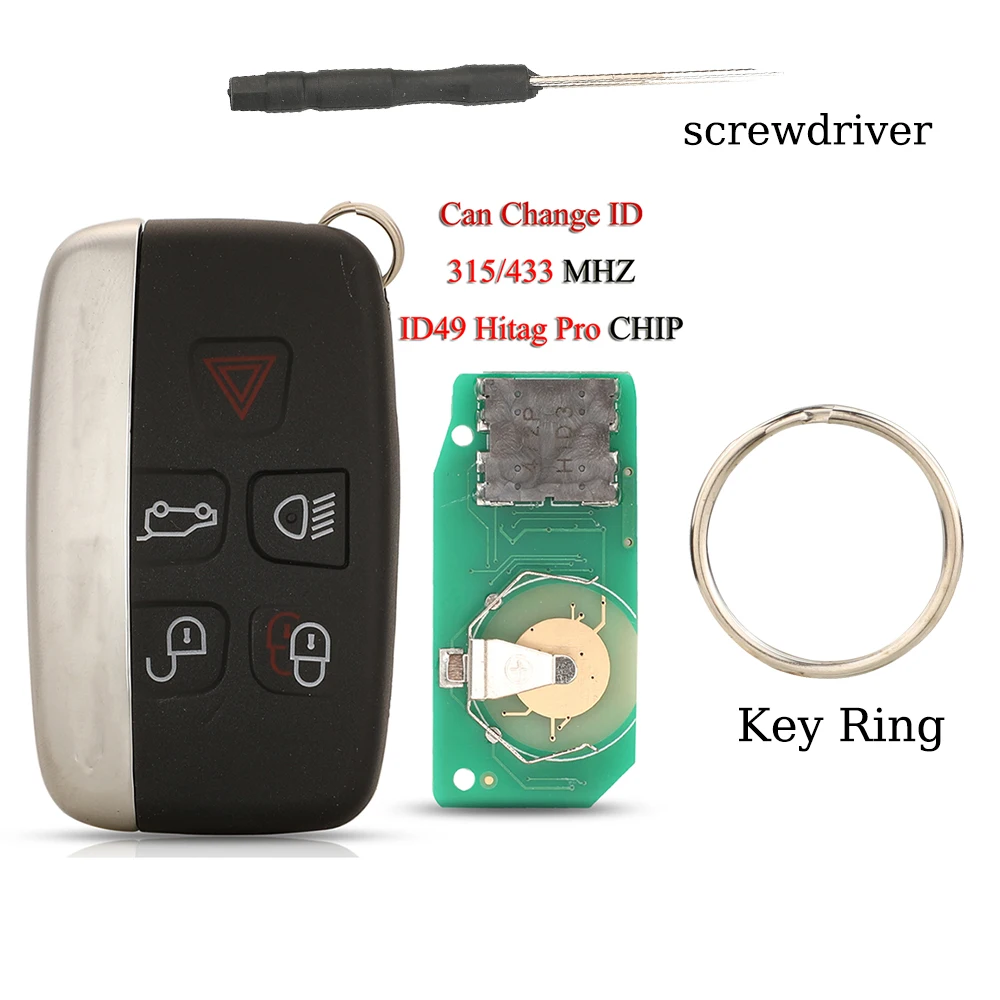 jingyuqin Remote 434Mhz ID49 Chip Smart Car Key For Jaguar XE XF XK For Land Rover Discovery Evoque Vogue KeyRing Gift