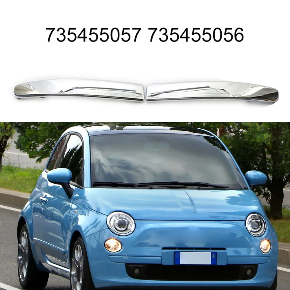 2Pcs Bumper Decorative Strips For Fiat 500 2007-2015 Front Bumper Moulding Chrome Trim Lower Left Right Side 735455039