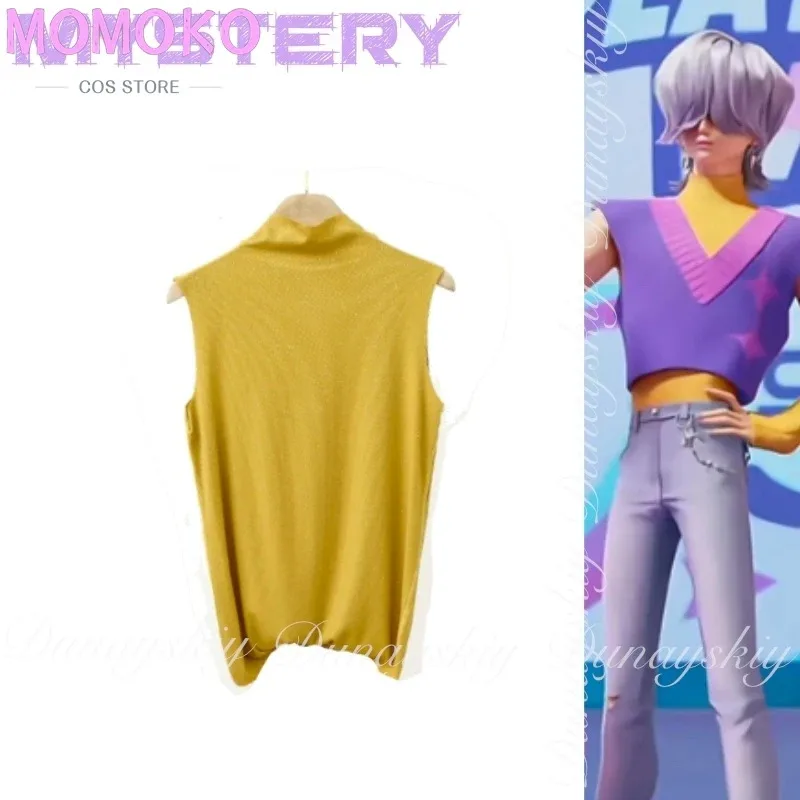 

CyKPop Demon Hunters Movie Mystery Cosplay Member Of Saja Boys With Lilac Vest And Sleeveless Pullover Cosplay Costume Full Of S