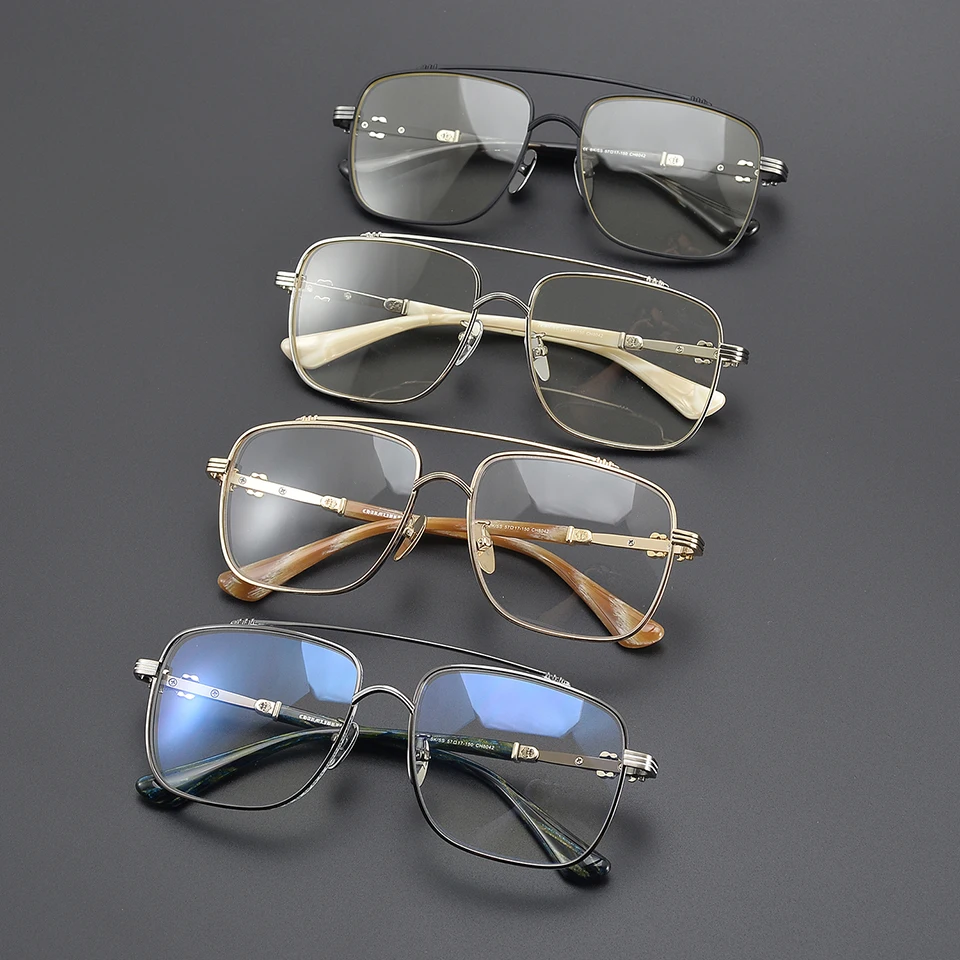 Men Exquisite Pilot Optical Anti Blue Light Glasses Women Lightweight and Comfortable Titanium Alloy Prescription Glasses Frame