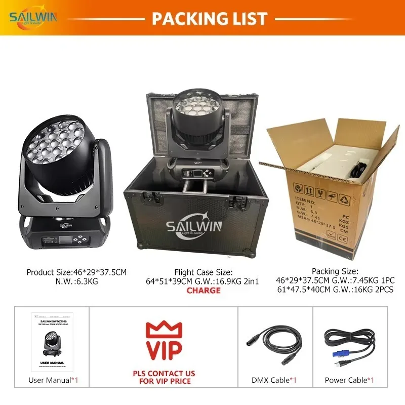 19x15W Ruchoma Głowica Wash Zoom Luces Led Dj Club Stage Light Led Moving Head Wash
