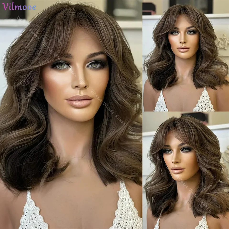 

Dark Brown Straight 13x4 Silk Base Lace Front Wigs Real Human Hair Wigs Pre Plucked 180 Density Bone Straight Lace Closure Wigs