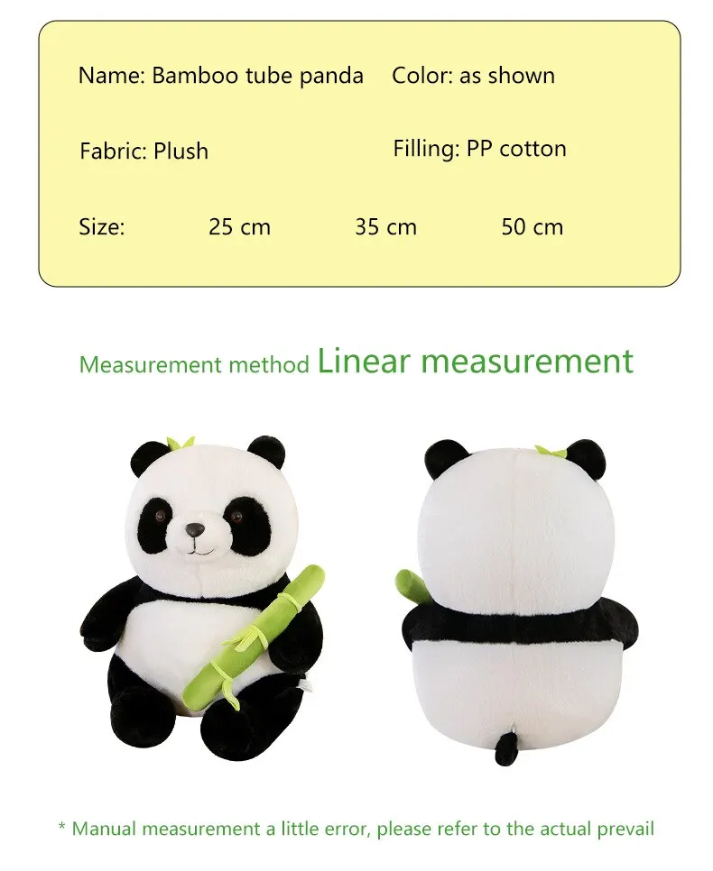 1 Set carino tubo di bambù Panda peluche Kawaii Tearful Panda peluche Super morbido cuscino avvolgente