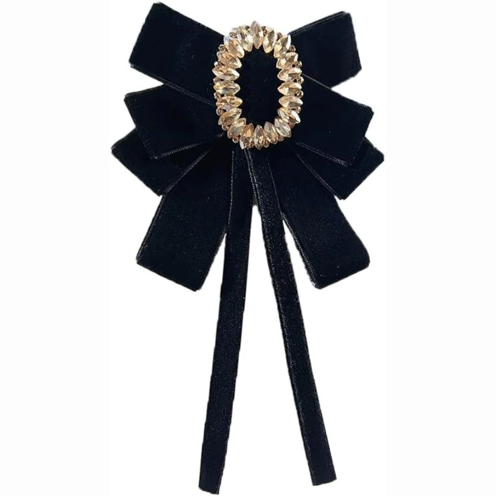 Ladies' Rhinestone Velvet Bows Retro Crystal Flower Wreath Ribbon Tie Brooch Holiday Wedding Graduation Party Dress Accessories