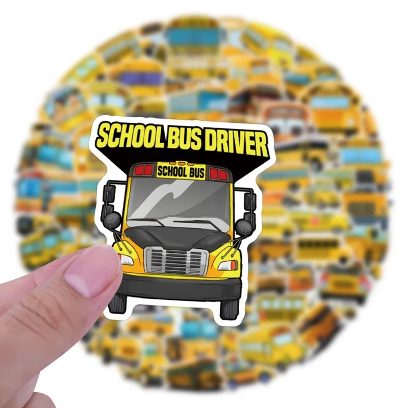 110pcs Cartoon Personality School Bus Creative Graffiti Decorative Stickers