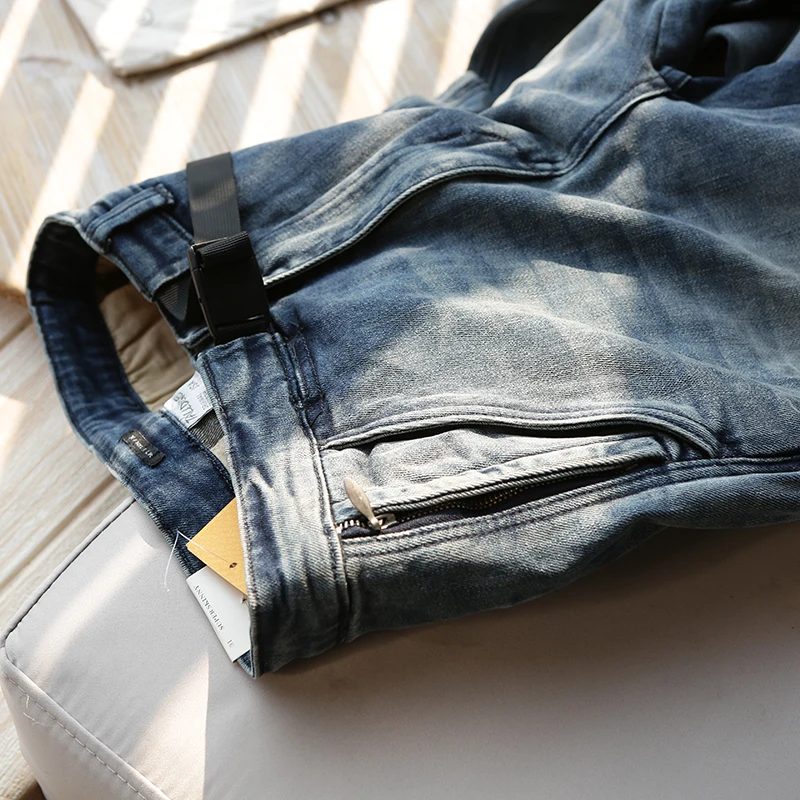 

High-End Men's Fashion Straight Leg Loose Fit Jeans Heavy Wash Cotton Casual Long Trousers Youth Popular Style