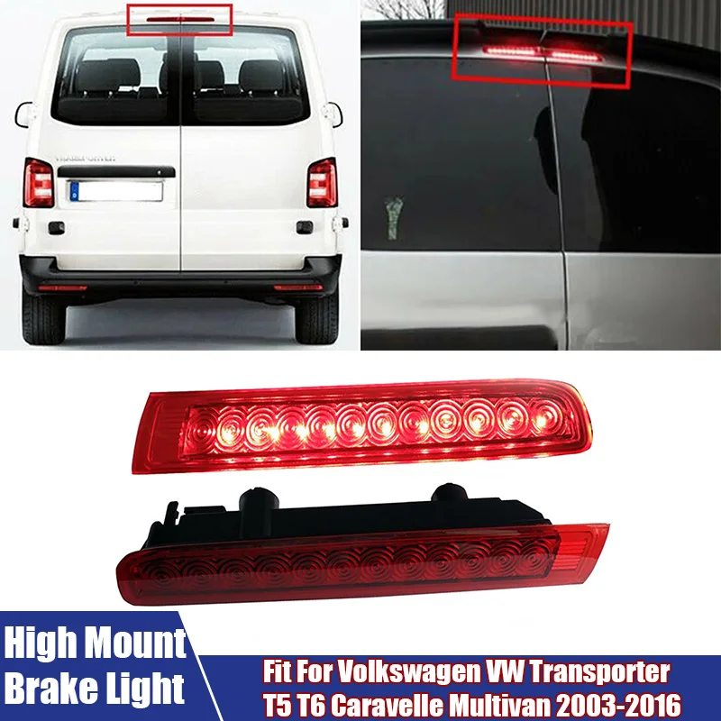 A Pair of Car LED Lights High Mount Tail Lamp Brake Lights Fit For Volkswagen VW Transporter T5 T6 Caravelle Multivan 2003-2016