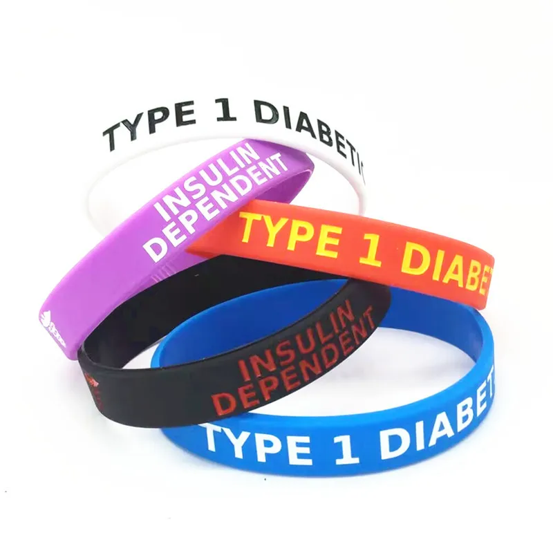 Fashion Type 1 Diabetic Diabetes Silicone Bracelet Insulin Dependent Warning Language Bracelet Sports Bracelet Hot Sale