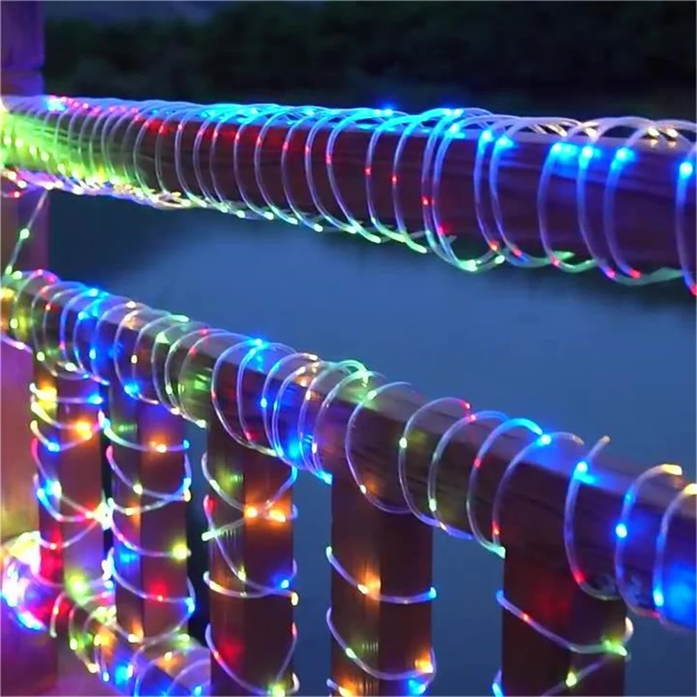 Clear PVC Tube 8 Modes Fairy String Lights Solar Rope Lights Outdoor Waterproof Solar Christmas Lights