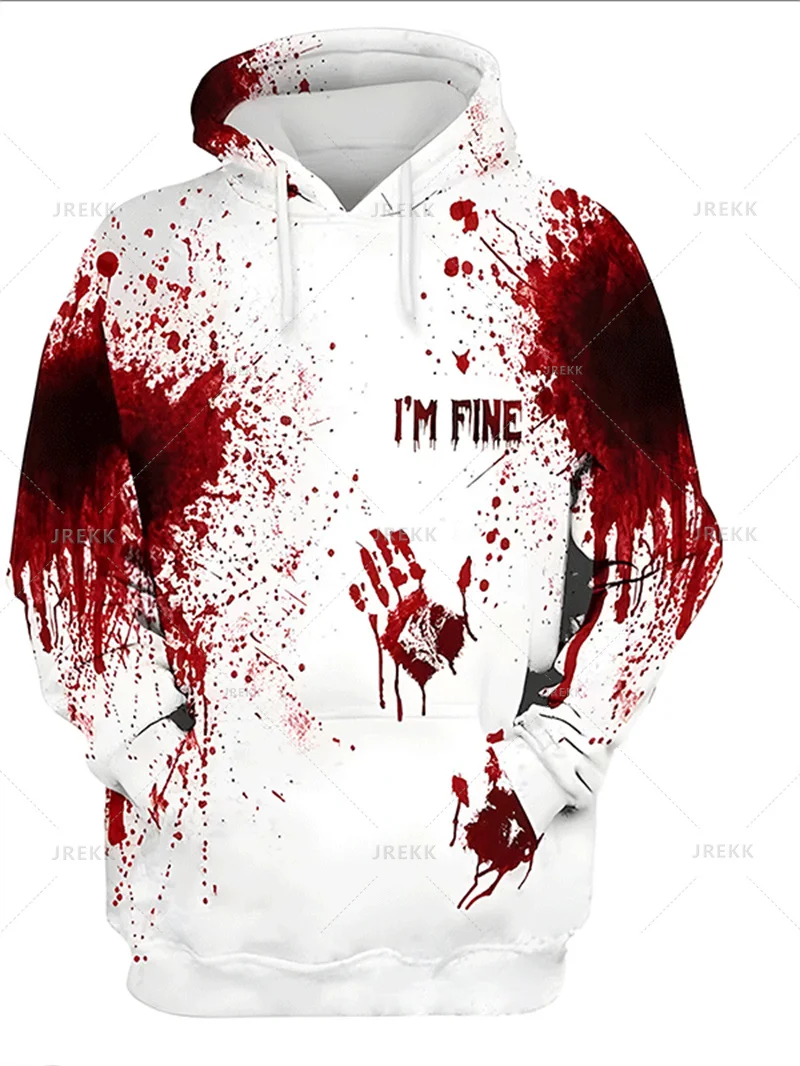 Horror Bloody Hoodies para homens e mulheres, roupas de festa Halloween, sangue engraçado, moletons Harajuku escuros, roupas masculinas