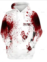 Horror Bloody Hoodies Fpr Men And Women Clothes Halloween Party Funny Blood Dark Harajuku Pullovers Sweatshirts Mens Clothing