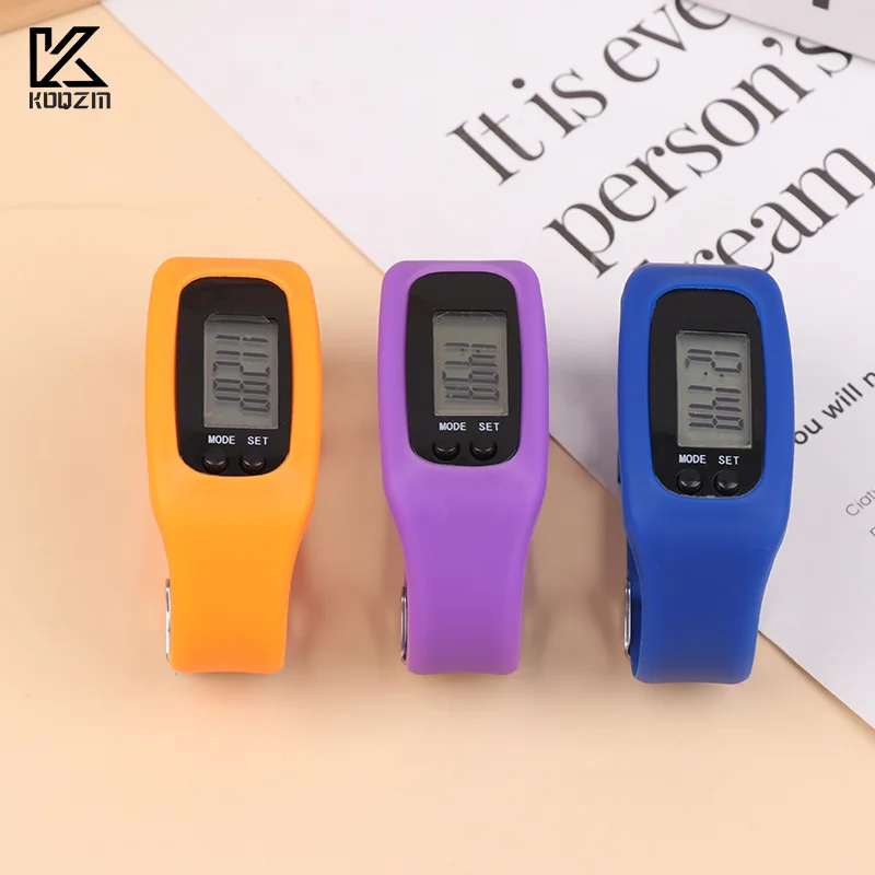 LED Pedometer Bracelet Step Counter Watch with 12/24H Time Display Silicone Fitness Tracker Step Watch