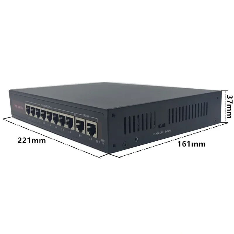 Conmutador POE Ethernet de 48V con puerto de 8 10/100Mbps IEEE 802,3 af/at adecuado para cámara IP/sistema inalámbrico de cámara AP/CCTV