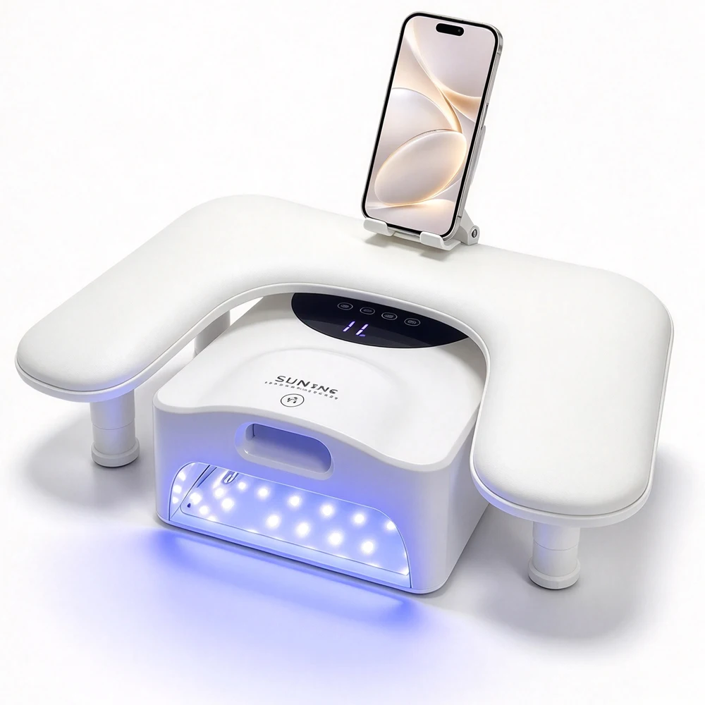U3 Arm Rest Pillow With Phone Holder U-shaped Height Adjustable Nail Hand Pillow PU Leather Detachable Bracket Manicure Pillow