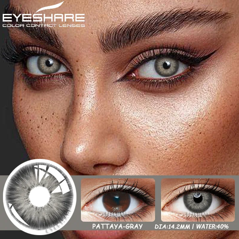 EYESHARE-Lentilles de Contact Colorées pour les Yeux, Accessoire Cosmétique Annuel, Gris, 1 Paire