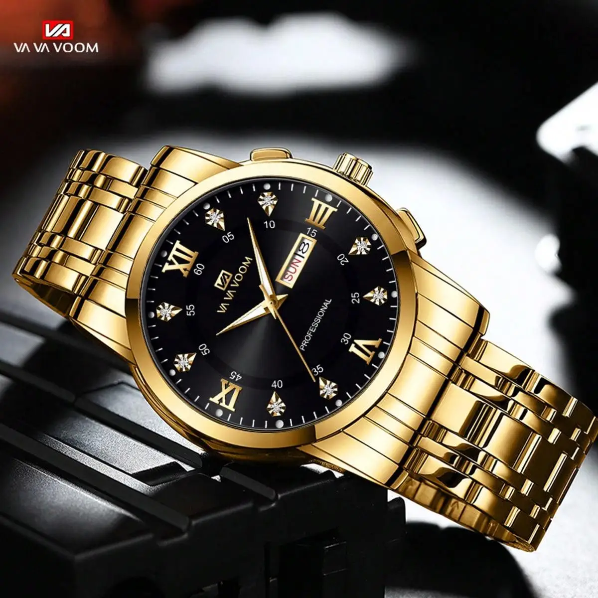 Top Brand Men Watch Stainless Steel Top Quailty Luxury Push Button Hidden Clasp Waterproof Luminous Date Week Sport Wrist Watch