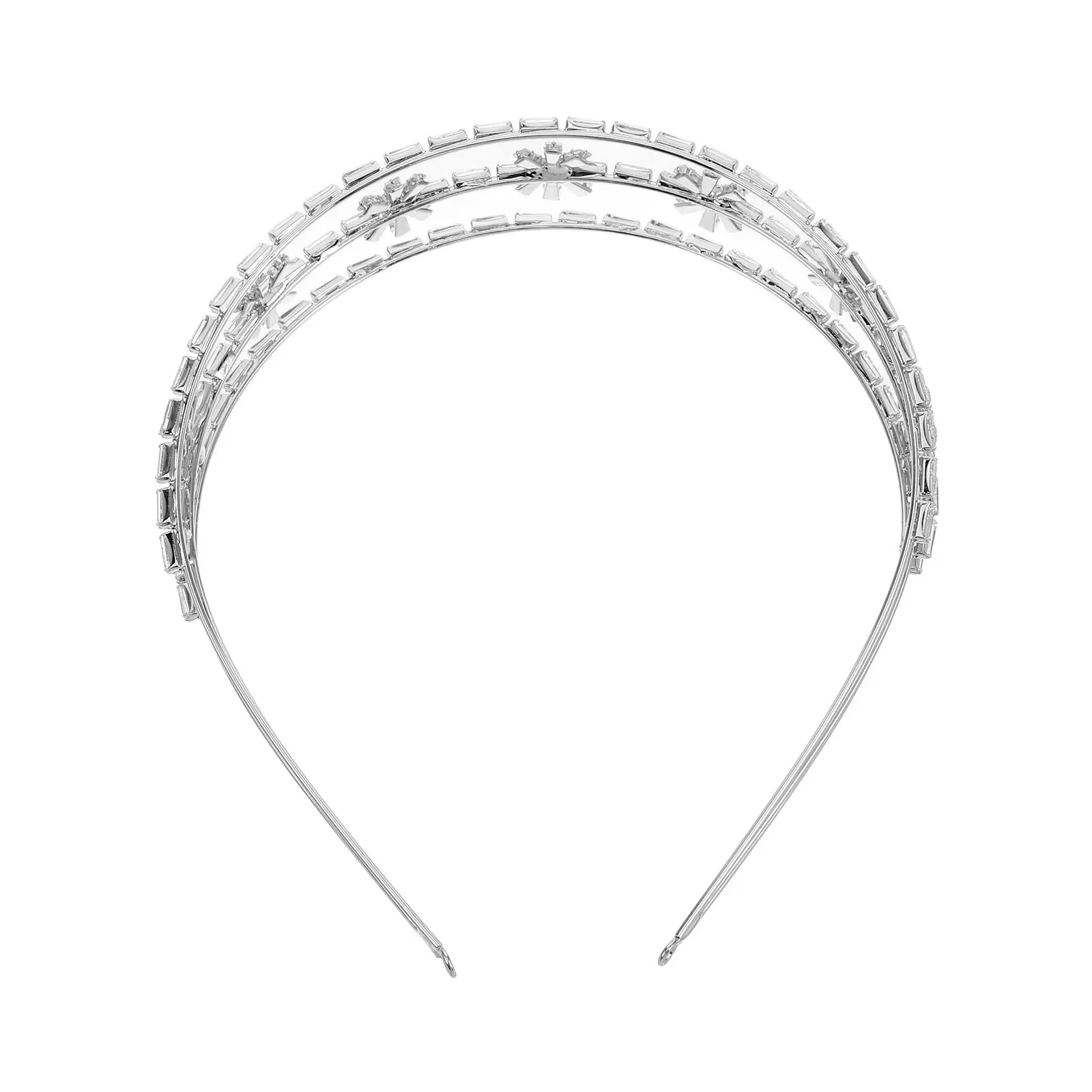 

Three-Layer Zircon Crystal Crown Bridal Headband Lightweight Elegant Wedding Tiara Hair Accessories for Bride Party