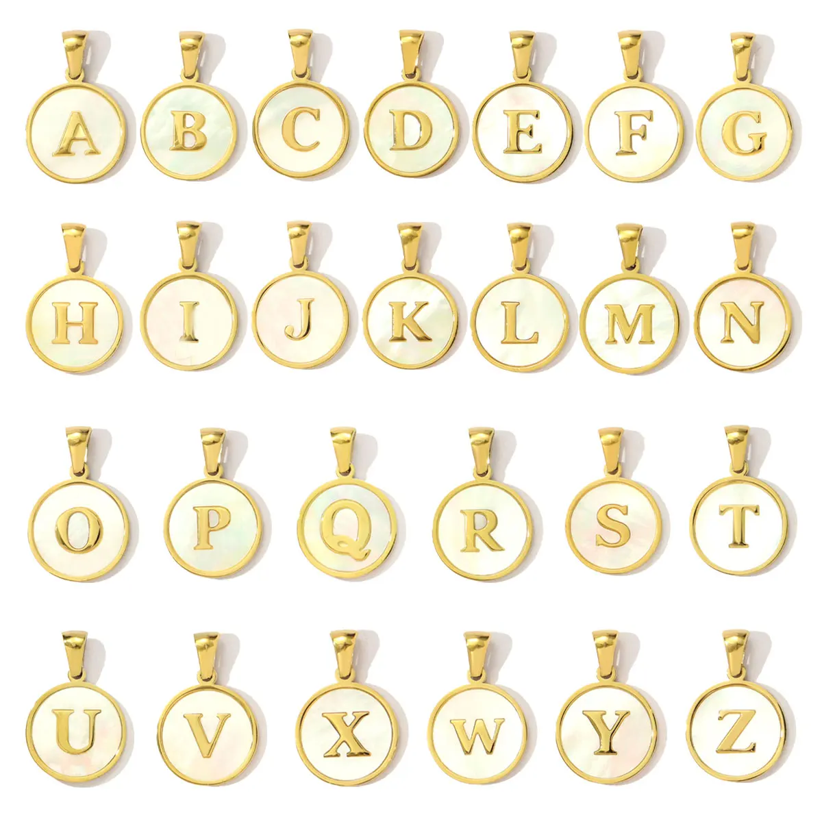 

3pcs/lot Stainless Steel Round Shell Alphabet Pendants Charms From A-Z Initial Letter Couple Name DIY Jewelry Making Wholesale