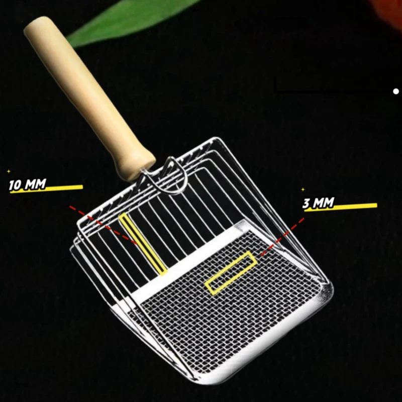 Cat Litter Shovel Stainless Steel Wooden Handle To Rust Washable Kitten Litter Scoop Animal Toilet Cleaning Shovel Tool