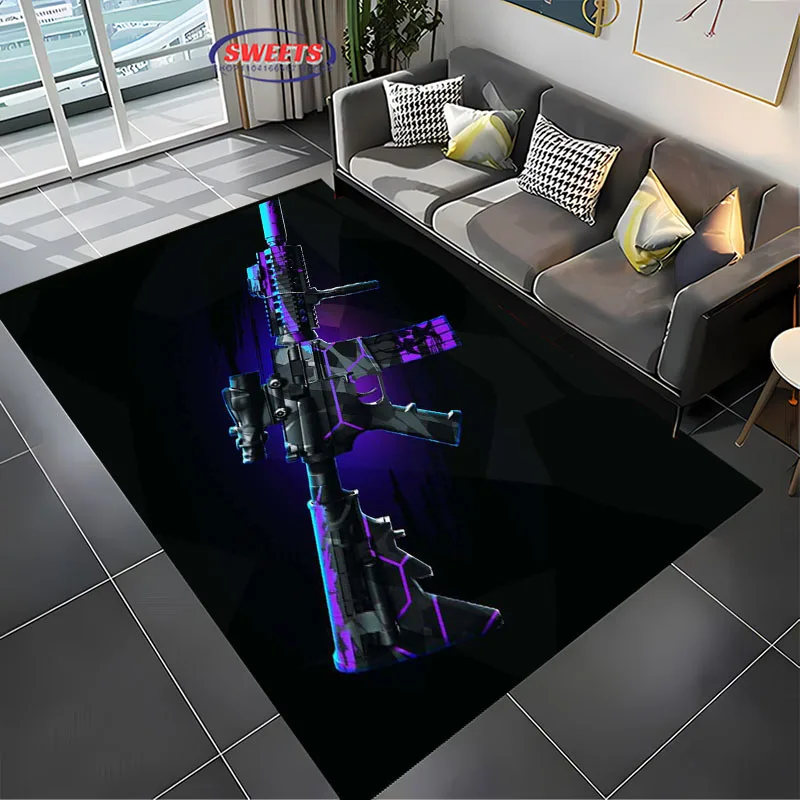 3D Assault Rifle Pistol Revolver Gun Carpet for Living Room Bedroom Hallway Long Strip Anti-slip Rug Sofa Doormat Home Decor Mat